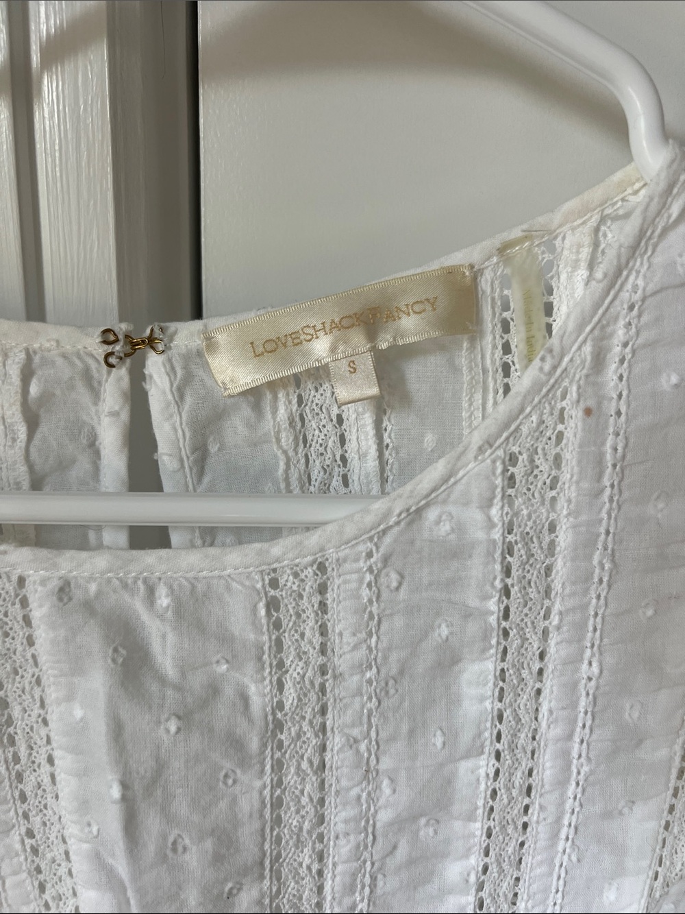 LoveShackFancy White Ruffled Swiss Dot Mini Dress - Picture 2 of 5